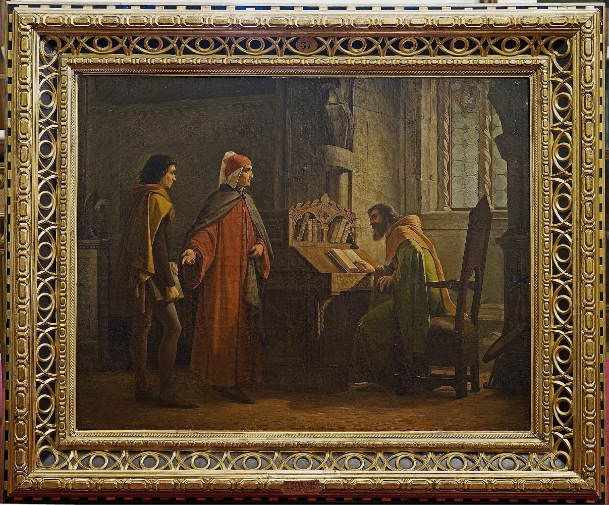 Mochi-Dante che presenta Giotto a Guido Novello da Polenta
