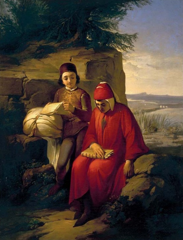 01-Annibale Gatti, Dante in esilio, olio su tela, 80x70cm ,1854