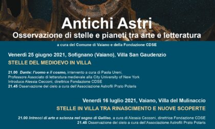 Antichi Astri, stelle e pianeti tra arte e letteratura: due appuntamenti dedicati a Dante e Galileo. Il primo il 25 giugno