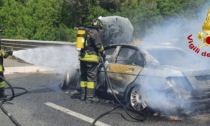 Auto va a fuoco sul raccordo autostradale