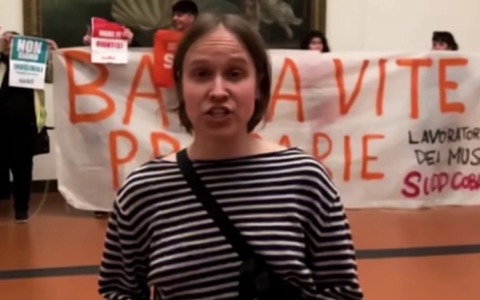 Protesta dei lavoratori precari alle Gallerie degli Uffizi
