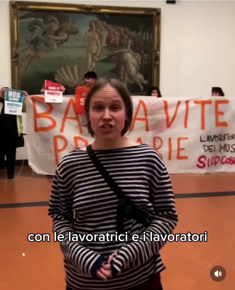 Protesta dei lavoratori precari alle Gallerie degli Uffizi